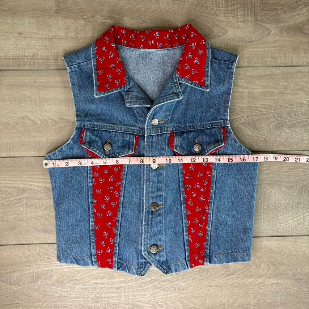 Vintage 80s90s denim red floral - Picture 5 of 5